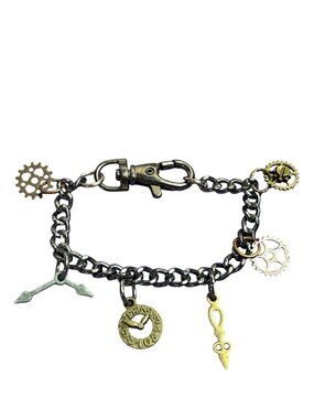Steampunk Charm Bracelet Clock Gears Hands Multicolor Metals 7.25 inches Long